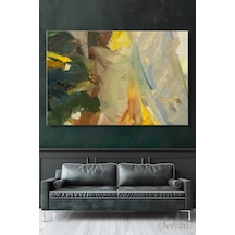 Yatay Kanvas Duvar Tablosu Tekli Salon Mutfak Ofis Kahverengi Sarı Bej Soyut Çok Renkli