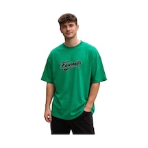 Unisex Oversize Yeşil Tişört Fantastic Yazı Baskılı %100 Pamuk Salaş Streetwear Kadın Erkek T-shirt Yeşil
