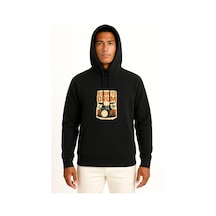 Bahriyeli Collection Kapüşonlu Bateri Davul İçin Doğmak Göğüs Tasarımlı Unisex Sweatshirt Siyah
