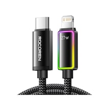 27w Type-c To Lightning Rgb Aydınlatmalı Örgülü Şarj Ve Data Kablosu 2 Metre Diğer