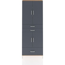 Arges Dolap 5 Raflı 3 Çekmeceli 4 Kapaklı 88x30x243 Çam-antrasit Çam