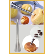 Siliko World Paslanmaz Çelik Krema Sıkma Torbası Ucu Cupcake Dolgu Duy 1 Adet + 4 Adet Şanti Torbası Diğer