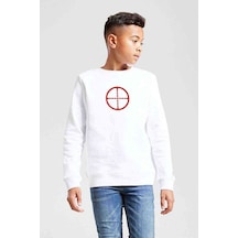 Snipper Target Baskılı Unisex Çocuk Beyaz Sweatshirt Beyaz