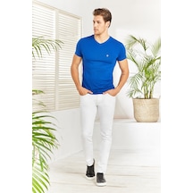 Vigoss Erkek Logolu V Yaka T-shırt 61560-00083 Saks