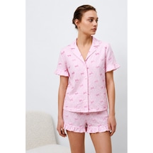 Norcia Sports Kadın Premium Fırfırlı Pembe Pijama Takımı Çok Renkli - 929322480 Çok Renkli - 929322480 Çok Renkli