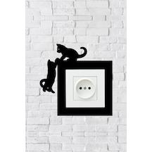 Kedi Priz Çerçevesi İç Ölçü 8,4x8,4 Cm Dekoratif Priz Kenarlık Süsü - Anahtar Çerçevesi