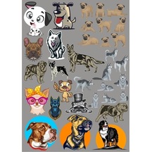 Köpekler Sticker Set-16 19 Parça Telefon, Tablet, Defter, Laptop Sticker