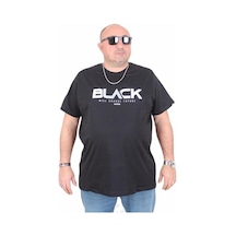 Starbattal Erkek Büyük Beden Sıfır Yaka Tişört Black 25176 Sıyah Siyah