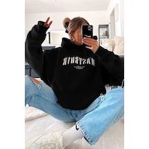 Tarzsokak Unisex Wrstbhr Baskılı Oversize Kapüşonlu Sweatshirt Siyah