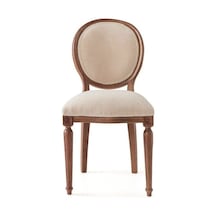 Madalyon Ahşap Klasik Sandalye Ceviz - Krem