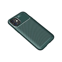 Apple iPhone  Uyumlu- 12 Mini Kılıf Auto Focus Karbon Kapak - Yeşil