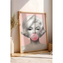 Marilyn Monroe Pembe Sakız Balonu Çerçeveli Tablo - Pop Art Poster Tablo