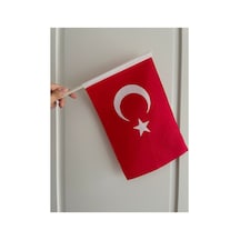 20 Adet Sopalı Türk Bayrağı 20x30 Cm Bez Alpaka Kumaş 20 x 30 CM