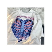 Tarzsokak Beyaz Unisex Ronronner Cat Iskelet Tişört