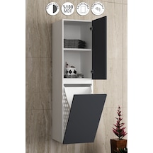 Yıldız 35 130 Cm Beyaz-füme Balon Mdf Asma Sepetli Banyo Boy Dolabı Beyaz - Füme