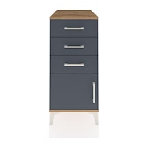 Kronos Komodin 3 Çekmeceli Tek Kapaklı 44x59x96 Çam-antrasit Çam