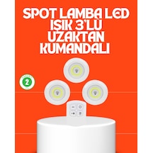 Kablosuz 3 Lü Spot Led Lamba Seti Uzaktan Kumandalı Enerji Tasarruflu Aydınlatma Beyaz