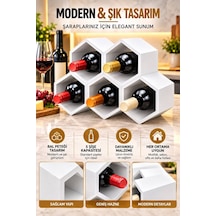 Beyaz Modern Şarap Stand 5 Hazneli Şık Tasarım Şarap Şişe Organizer Stand