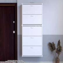 Modilayn Varbi Umay' 2 Li Asma Kapı Önü 72x181x25, 5 Cm Lik 5 Düşer Kapak 10 Göz Bölme Ayakkabılık Beyaz