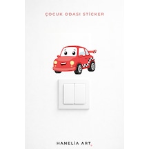 Priz Üstü Kırmızı Araba Sticker Parlak Duvar Sticker Çocuk Odası Dekoru Çok Renkli