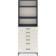 Arges Dolap 3 Raflı 6 Çekmeceli 88x30x243 Antrasit-aytaşı Antrasit