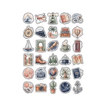 30 Adet Vintage Suluboya Seyahat Sticker Seti - Valiz Laptop Defter İçin Çok Renkli