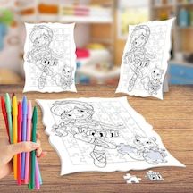 Bale Yapan Çilek Kız Boyama Puzzle Tablo Çocuk Eğitici Yapboz