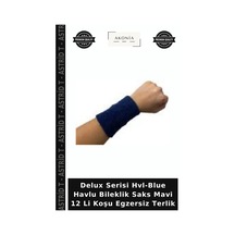 Delux Serisi Hvl-blue Havlu Bileklik Saks Mavi 12 Li Koşu Egzersiz Terlik