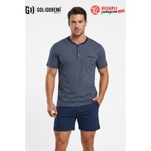 Gd Goldoremi Premium Erkek %100 Pamuklu Düğmeli Yaka Kısa Kol Şortlu Rahat Kalıp Pijama Takım Lacıvert Gd Goldoremi Premium Erkek %100 Pamuklu Düğmeli Yaka Kısa Kol Şortlu Rahat Kalıp Pijama Takım Lacıvert