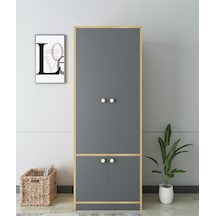 Floradesign Niva Çok Amaçlı Dolap / Kapaklı Ve 7 Raflı Dolap /meşe - Beyaz