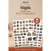 Niğde Sticker Seti 100 Adet - Manastır Su Kemeri Elma Gerçekçi Ajanda Journal Defter Laptop Çıkartma Çok Renkli