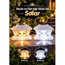 2li Solar Beyaz Bahçe Lambası Güneş Enerjili Dekoratif 2 Renk Yanan Bahçe Yol Aydınlatma -