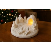 Razmo Yılbaşı Temalı Tealight Mumluk, Modern, Plastik, Beyaz, 19 Cm, 1 Parça Çok Renkli