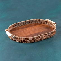 Acar Oval Bambu Tepsi - Dekoratif Servis Sunum Tepsisi