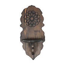 Ahşap Oymalı Kavukluk Lambalık Raf 50x22x16 Cm. Siyah