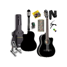 Midex Mgx-100bk-st Üst Seviye Klasik Gitar 4/4 Sap Ayarlı Çanta Stand Tuner Capo Askı Metod Pena