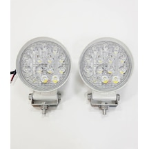 Off Road Sis Farı Çalışma Lambası Beyaz Kalın Kasa 14 Led Yuvarlak 2,li Paket Su Geçirmez Sis Lambası -