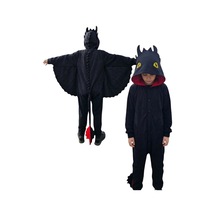 Dişsiz Ejderha Kostümü Siyah Ejderha Pijama Tulum Kostüm