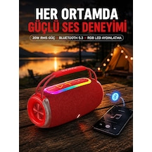 Suya Dayanıklı 20w Rgb Hoparlör Bluetooth, Usb, Sd Kart Ve Aux Girişli - Lisinya