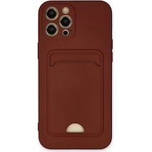 Newface Apple iPhone Uyumlu  12 Pro Max Kılıf Kelvin Kartvizitli Silikon - Bordo