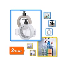 Buççin Online Mağaza 350 Ml Tezgah Üstü Sabunluk + Beyaz Caddy Bölmeli Düzenleyici Sepet - Mutfak Ve Banyo 2li Set Y61b2g Çok Renkli