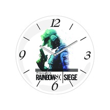 Rainbow Six Siege Çap 30cm Sessiz Akar Bombeli Gerçek Cam Duvar Saati Çok Renkli