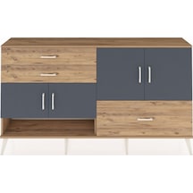 Arges Konsol 3 Raflı 3 Çekmeceli 4 Kapaklı 176x30x99 Çam-antrasit Çam-antrasit/çam
