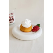 Seramik Küçük Boy Parlak Beyaz Donut Tatlı Tabağı Beyaz - 762042628 Beyaz