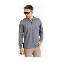 Erkek Orta Yaş ve Üzeri Polo Yaka Cepli Uzun Kollu Mevsimlik Sweatshirt 1103-Gri-Gri