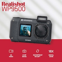 Realishot Wp9500 - Su Geçirmez Dijital Kamera, 7 M Su Geçirmez, 24 Mp, Zoom 18x, 4k Video, 2,9 İnç / 1,4 İnç Çift Ekran - Siyah Çok Renkli