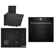 Bosch Black Deluxe HRG7361B1 Buharlı 4D Hot Air 3D Fry - POH7C6P31O 67 CM Wok Bek - DWK66PJ60T 3 Lü Ankastre Set 617
