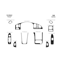 Hyundai Elantra Torpido Kaplama 2004-2007 10 Parça Siyah Karbon