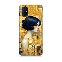 Samsung Galaxy M51 Uyumlu Altın Desnlerle Kadın Desenli Silikon Kılıf