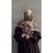 Qalortex Scarf Pamuklu Soft Fırça Desen Eşarp-küf Yeşil